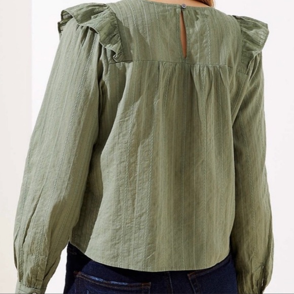 Loft Olive Green Ruffle Top - Picture 2 of 4